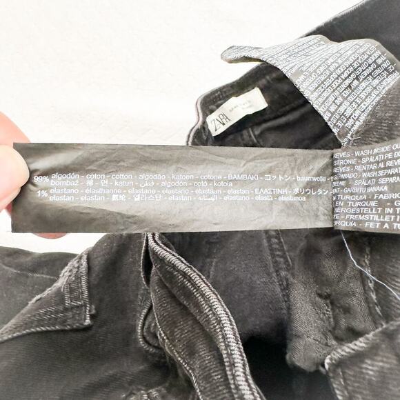 Zara Ripped Denim Graphic Text Distressed Denim Jeans Black/Gray NWT Size 40 - Picture 4 of 10